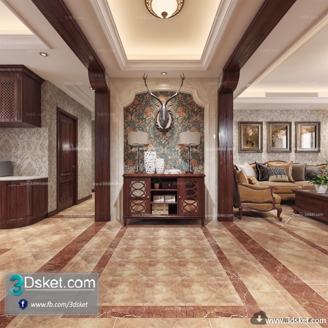 3D Interior Model Housing Space E001 Scene 3dsmax