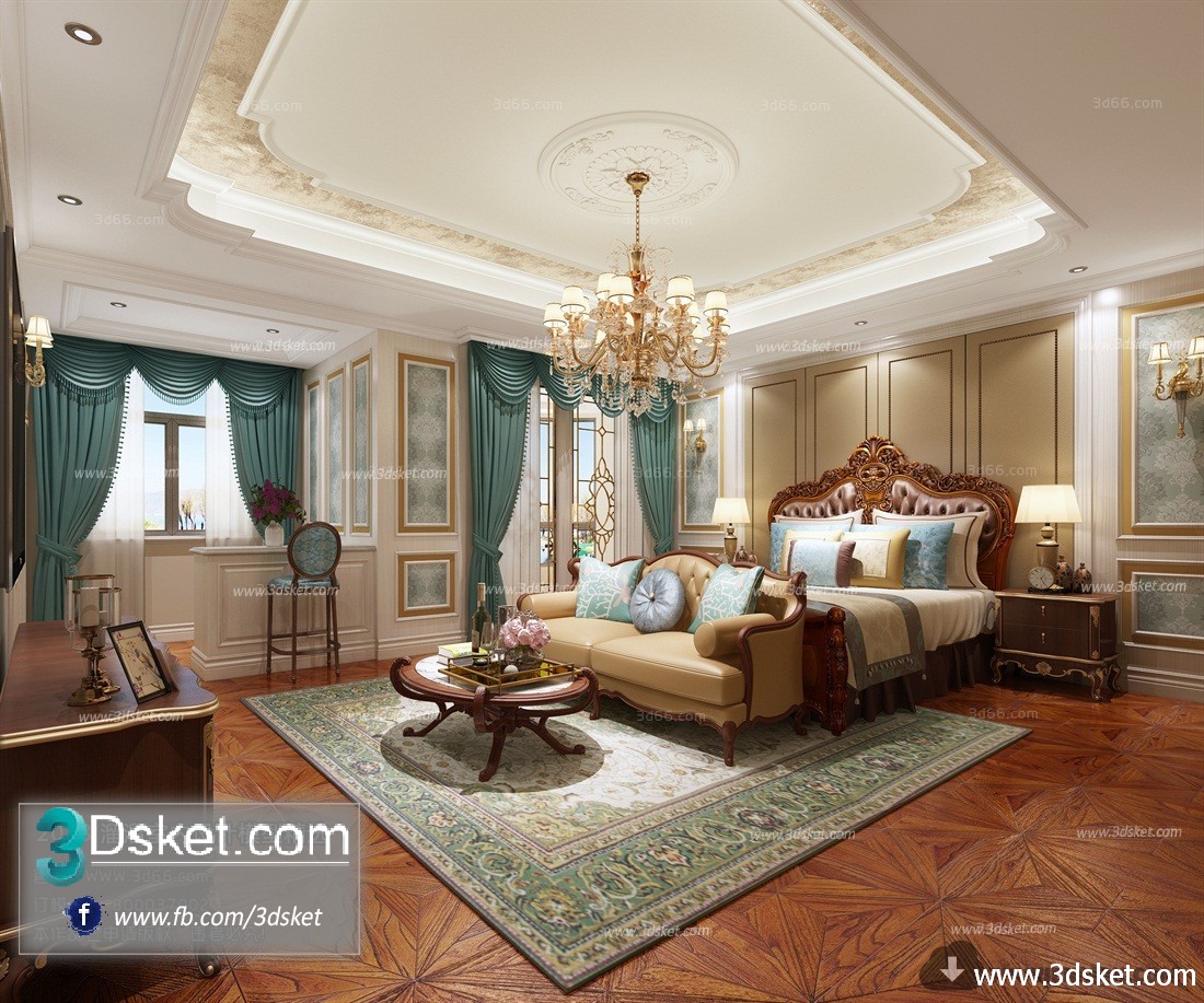 3D Interior Model BedRoom E001 Scene 3dsmax