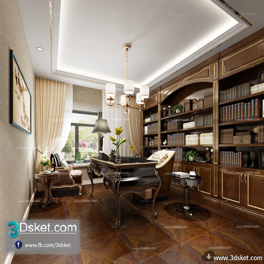 3D Interior Model Work Room E001 Scene 3dsmax