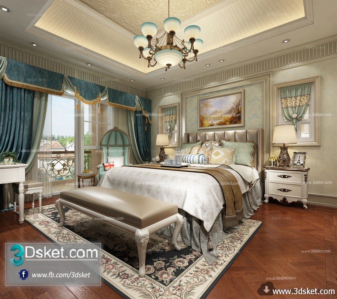 3D Interior Model BedRoom E002 Scene 3dsmax