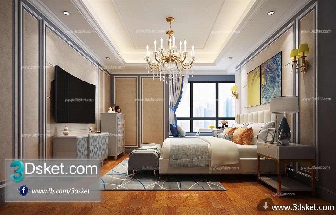 3D Interior Model BedRoom E003 Scene 3dsmax