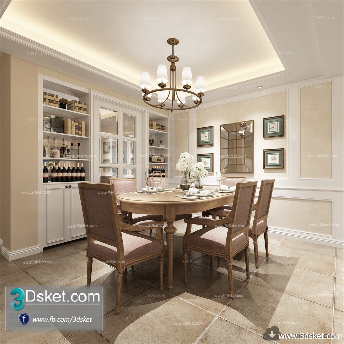 3D Interior Model Kitchen Room E003 Scene 3dsmax