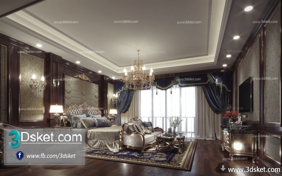 3D Interior Model BedRoom E004 Scene 3dsmax