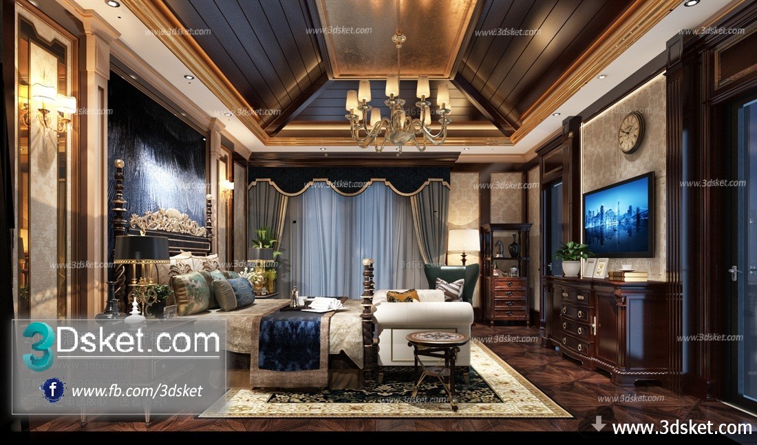 3D Interior Model BedRoom E005 Scene 3dsmax