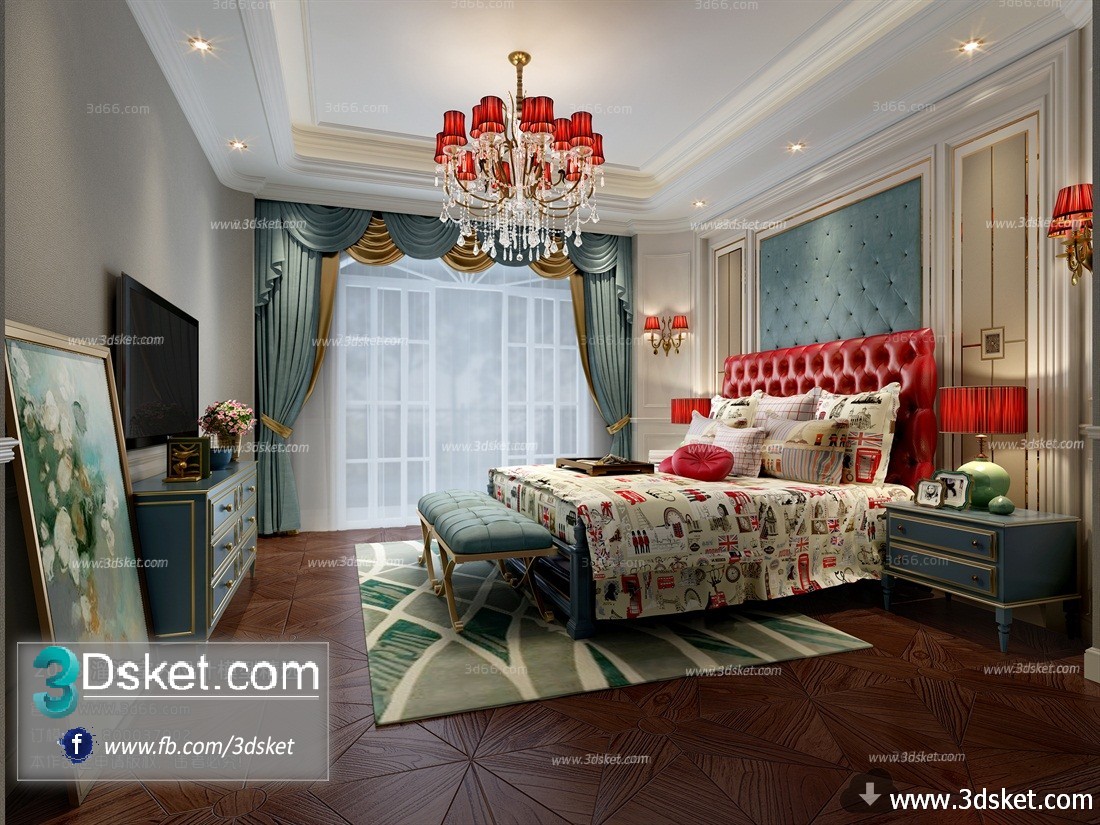 3D Interior Model BedRoom E006 Scene 3dsmax