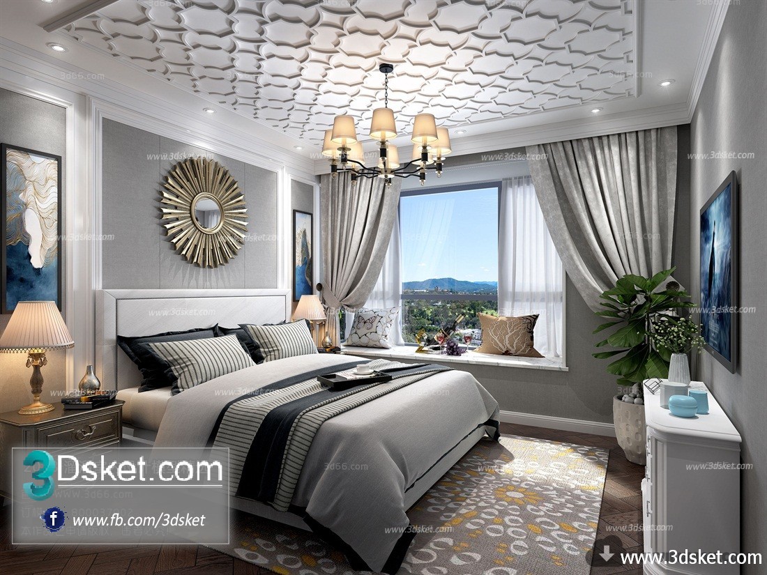 3D Interior Model BedRoom E008 Scene 3dsmax