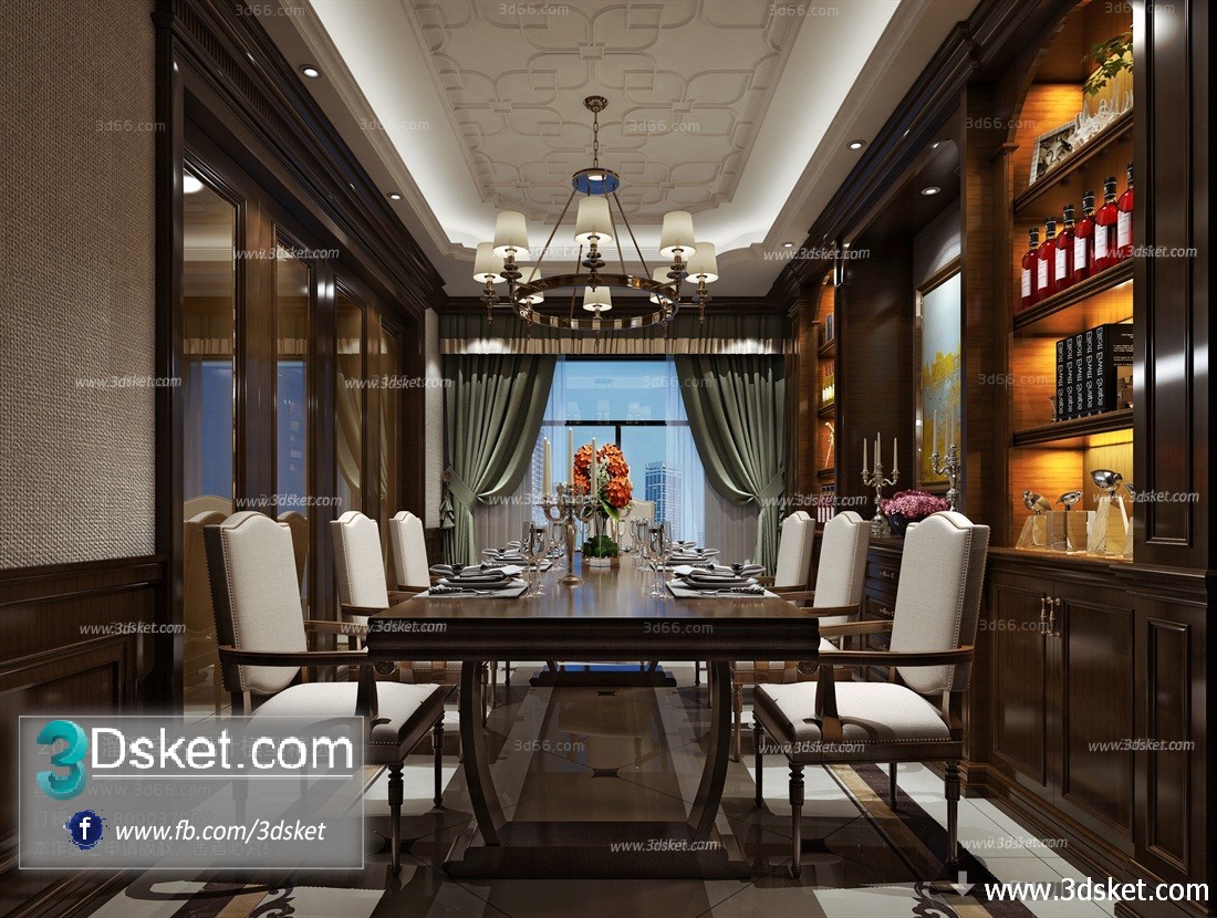 3D Interior Model Kitchen Room E008 Scene 3dsmax