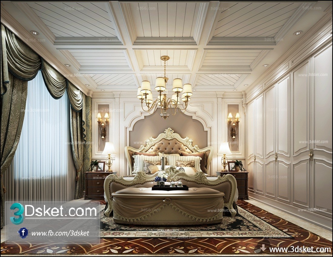 3D Interior Model BedRoom E011 Scene 3dsmax