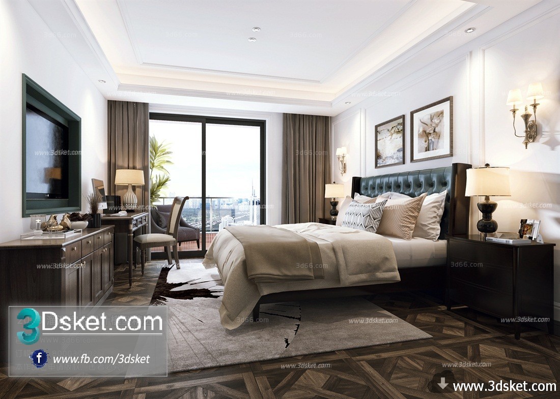 3D Interior Model BedRoom E012 Scene 3dsmax