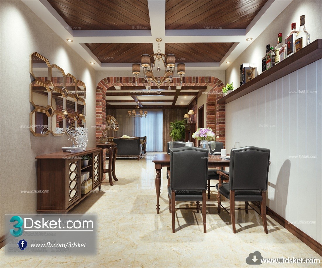 3D Interior Model Kitchen Room E013 Scene 3dsmax