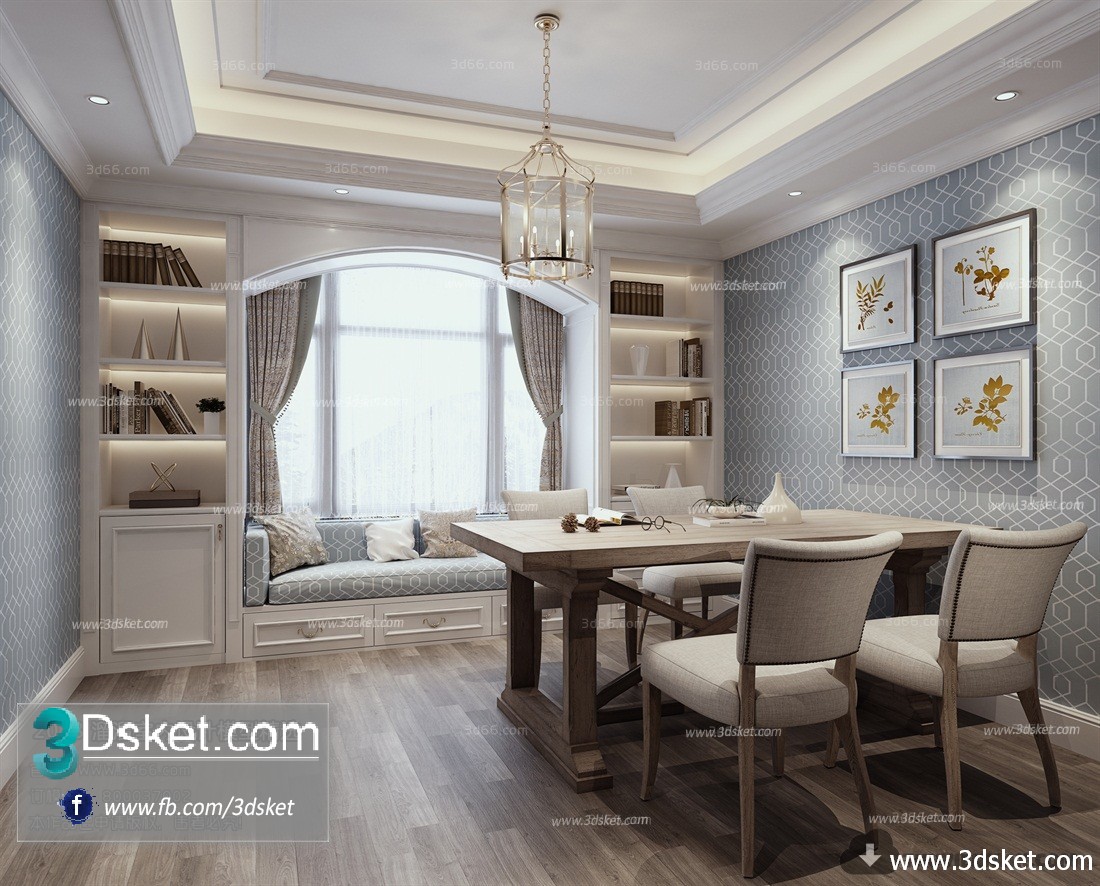 3D Interior Model Kitchen Room E014 Scene 3dsmax