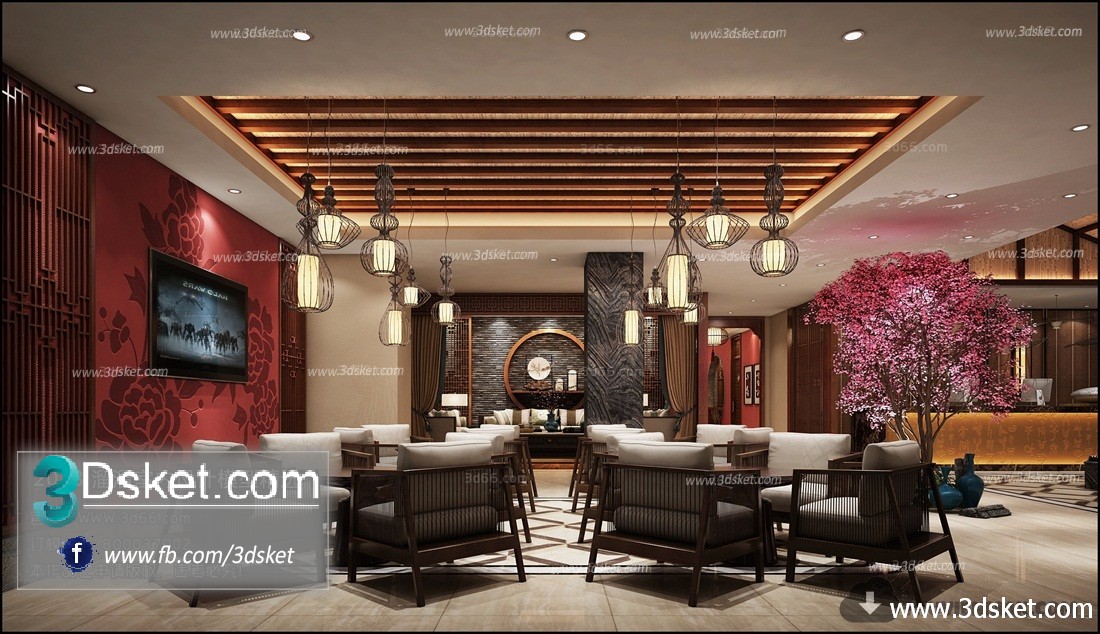 3D Interior Model Reception Space F001 Scene 3dsmax