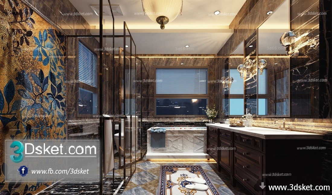 3D Interior Model BathRoom F001 Scene 3dsmax
