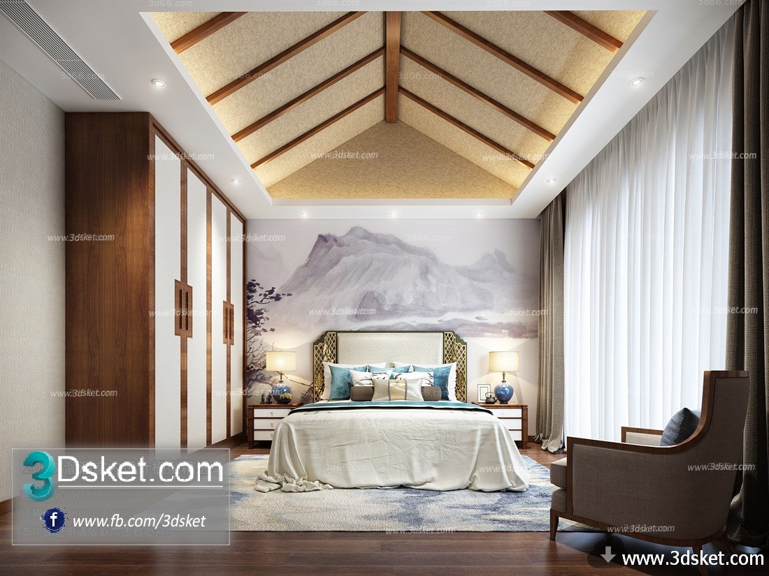 3D Interior Model BedRoom F001 Scene 3dsmax