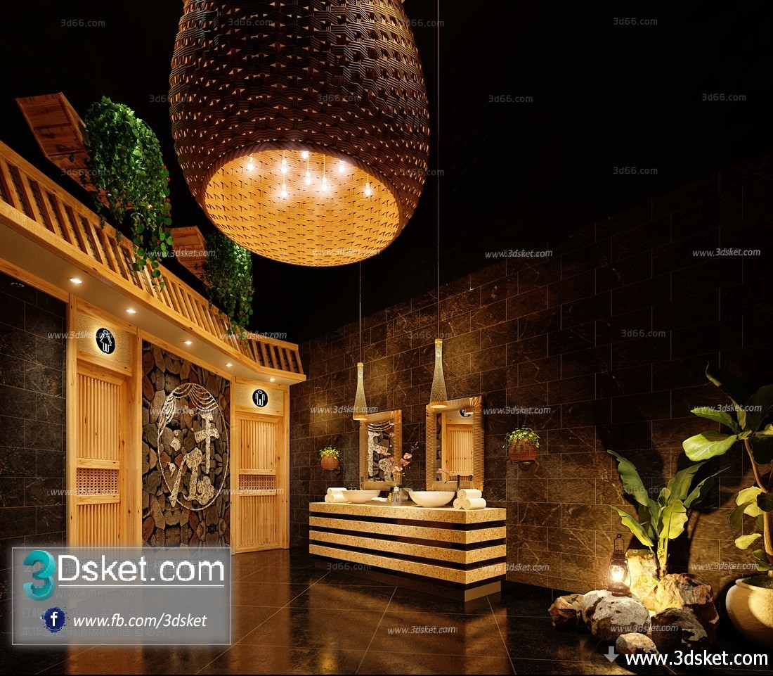 3D Interior Model BathRoom F002 Scene 3dsmax