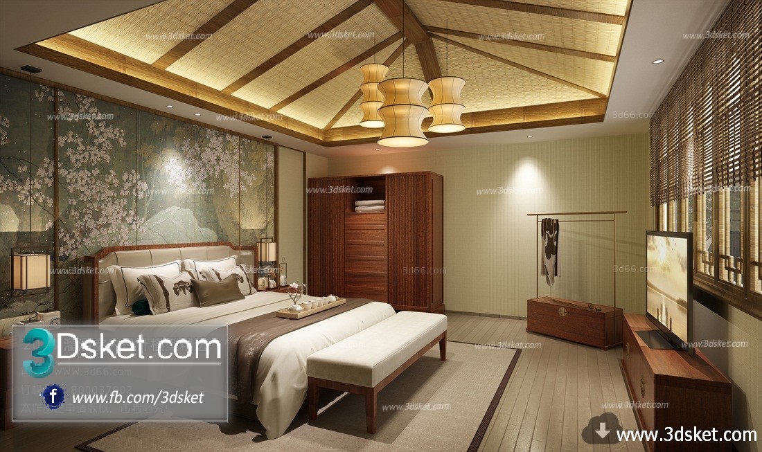 3D Interior Model BedRoom F002 Scene 3dsmax