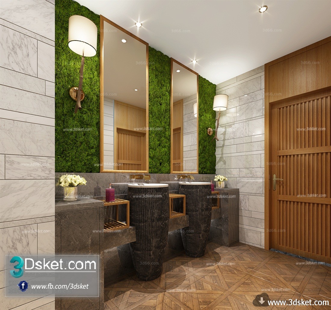 3D Interior Model BathRoom F003 Scene 3dsmax