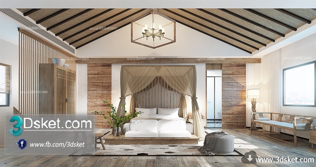 3D Interior Model BedRoom F003 Scene 3dsmax