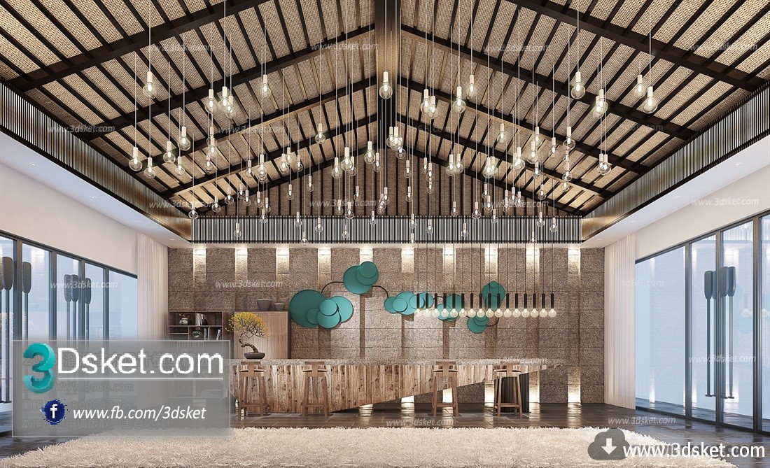 3D Interior Model Reception Space F003 Scene 3dsmax