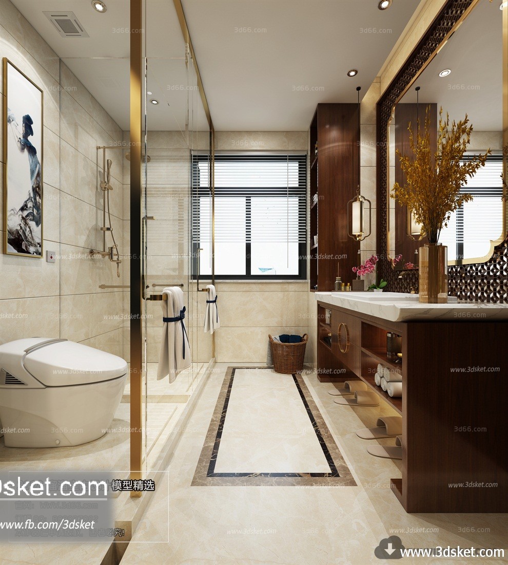 3D Interior Model BathRoom F004 Scene 3dsmax