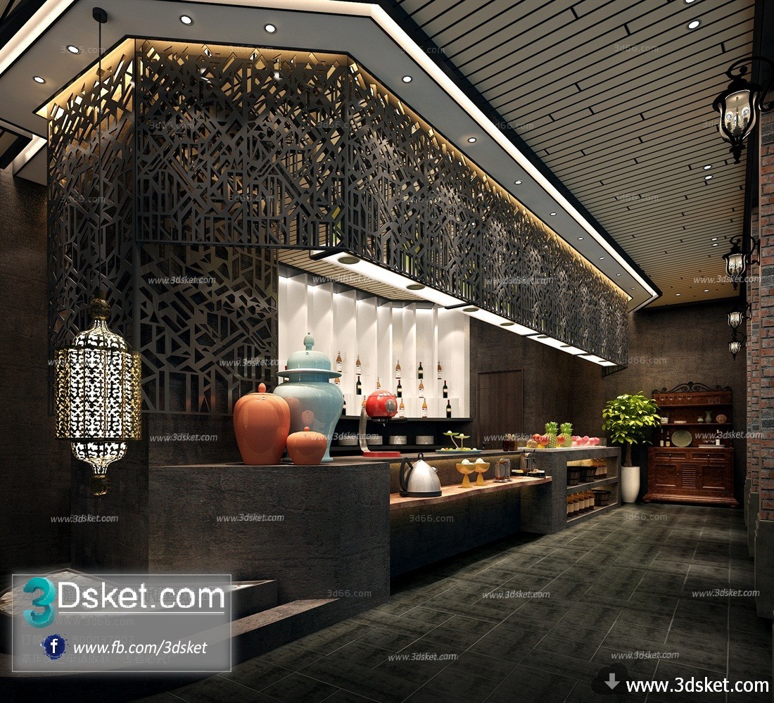 3D Interior Model Reception Space F006 Scene 3dsmax