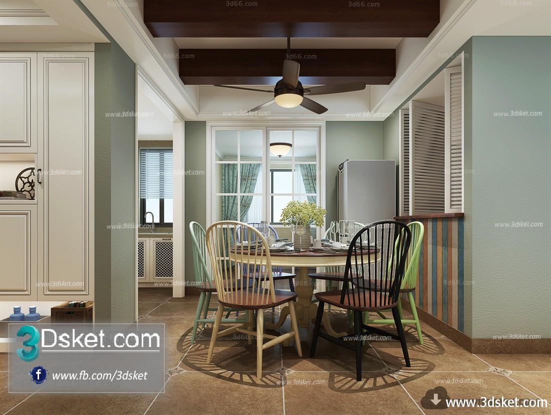 3D Interior Model Kitchen Room G001 Scene 3dsmax