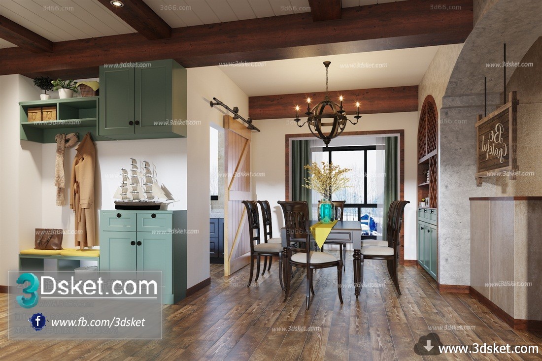 3D Interior Model Kitchen Room G002 Scene 3dsmax