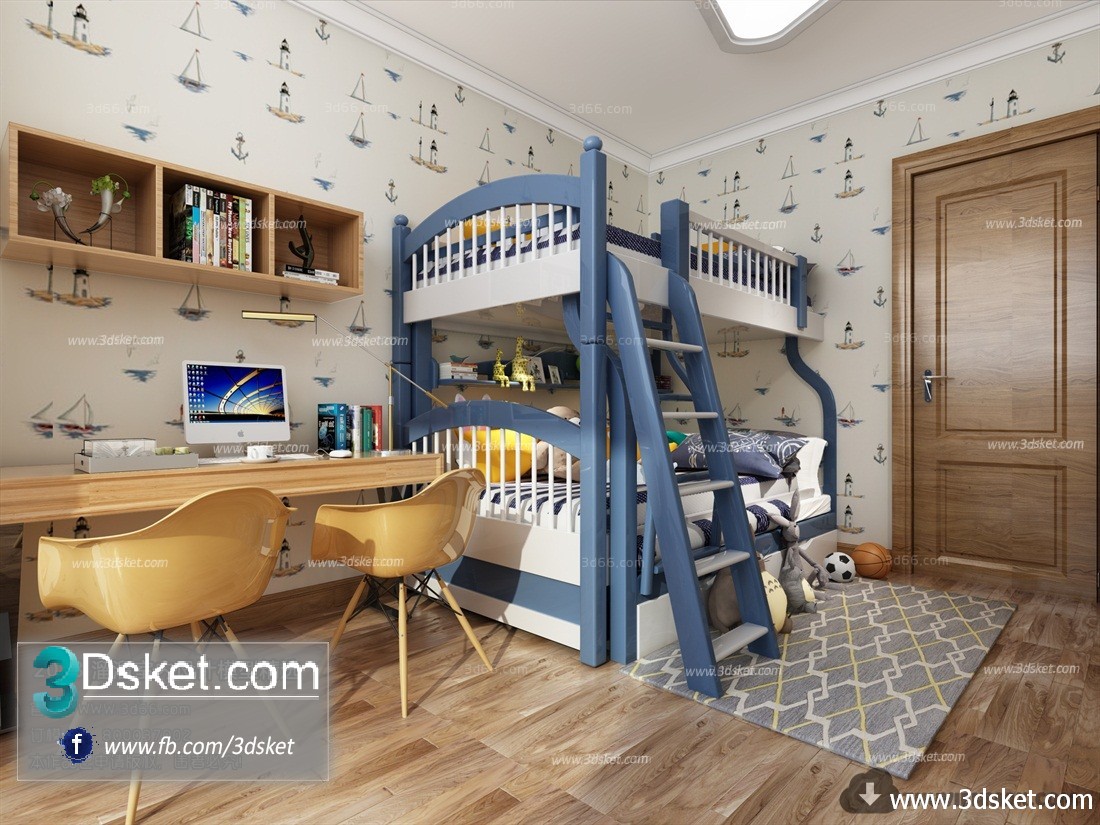 3D Interior Model BedRoom G015 Scene 3dsmax