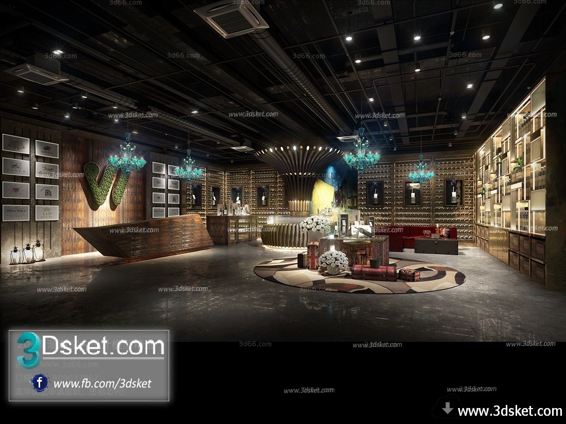 3D Interior Model Reception Space H001 Scene 3dsmax