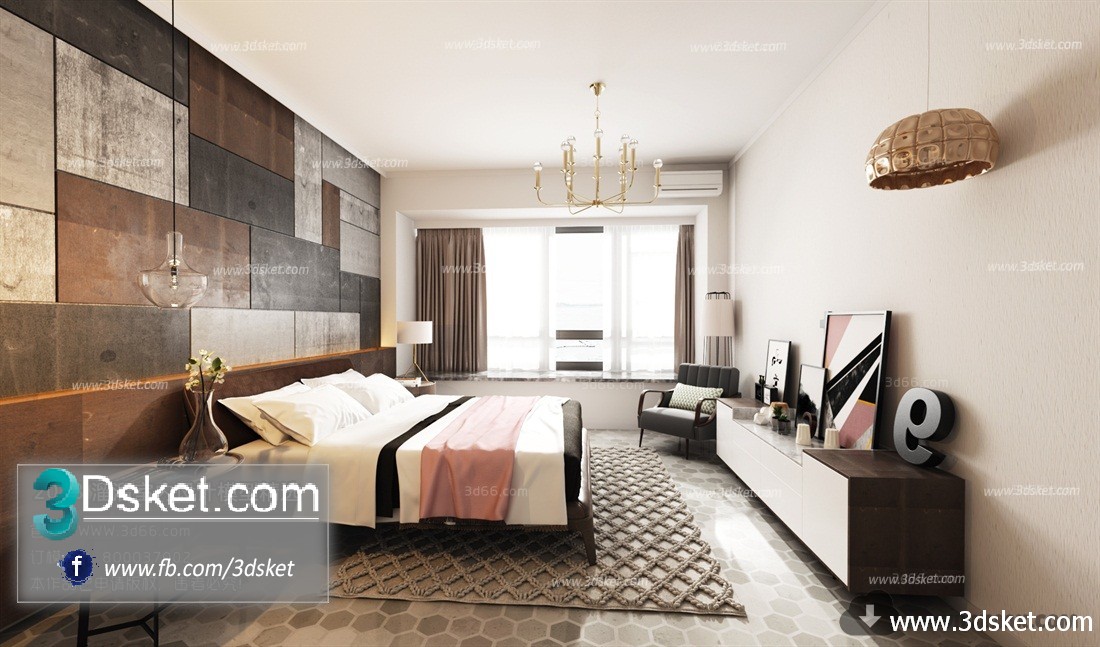 3D Interior Model BedRoom H002 Scene 3dsmax