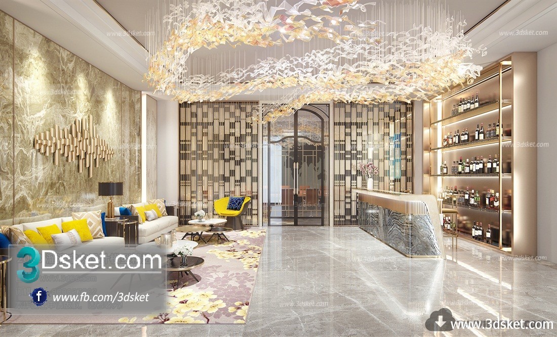 3D Interior Model Reception Space J001 Scene 3dsmax