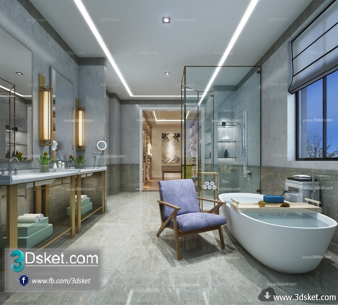 3D Interior Model BathRoom J001 Scene 3dsmax