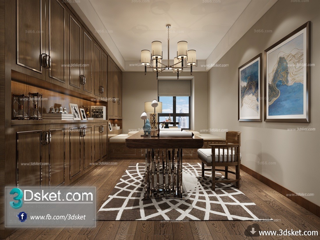 3D Interior Model Work Room J001 Scene 3dsmax