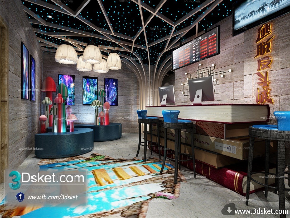 3D Interior Model Reception Space J002 Scene 3dsmax