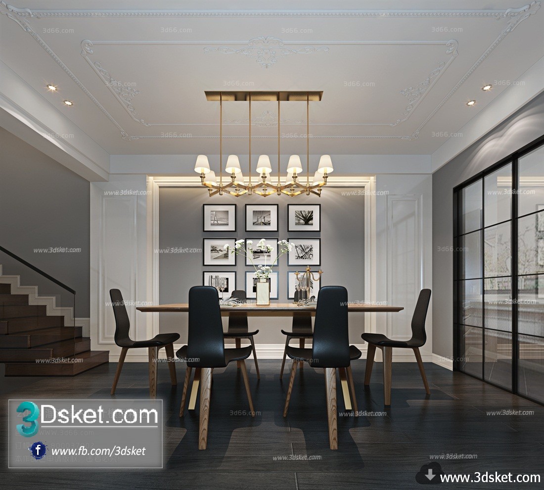 3D Interior Model Kitchen Room J002 Scene 3dsmax