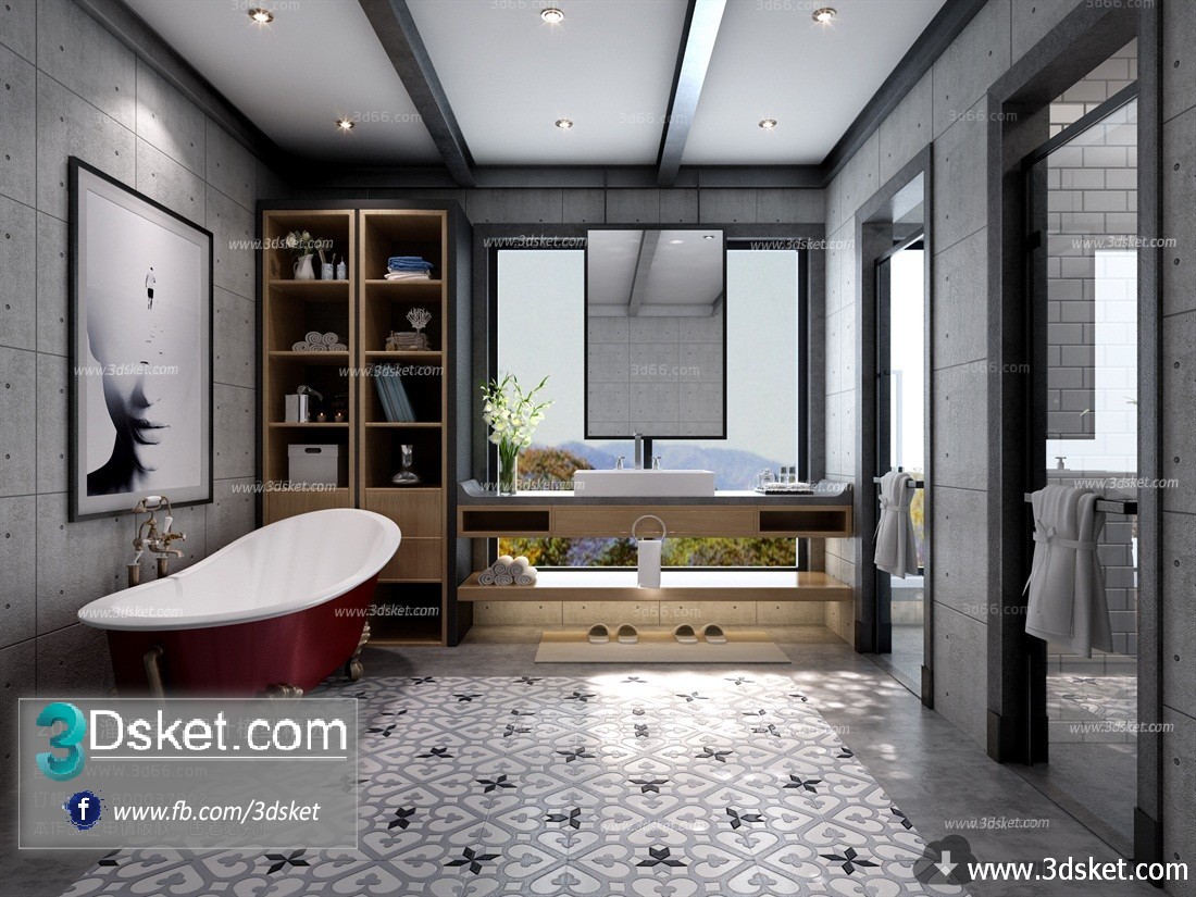 3D Interior Model BathRoom J002 Scene 3dsmax