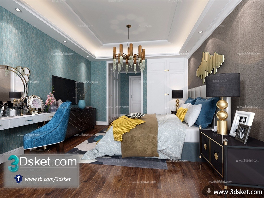 3D Interior Model BedRoom J002 Scene 3dsmax