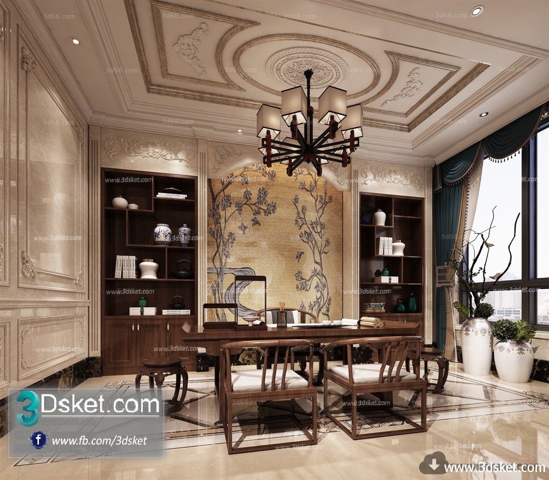 3D Interior Model Work Room J002 Scene 3dsmax