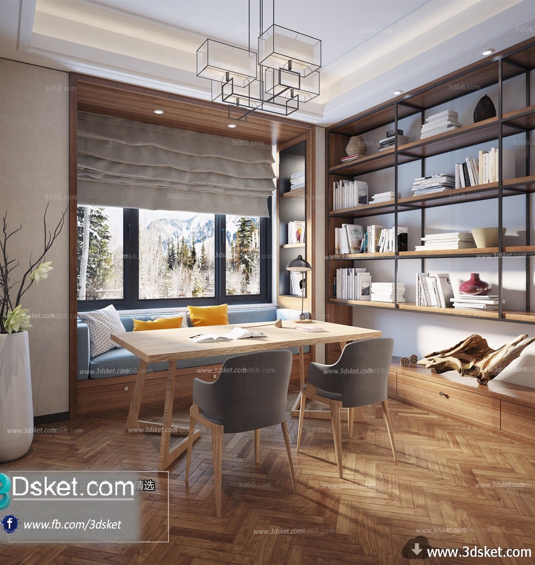 3D Interior Model Work Room J003 Scene 3dsmax