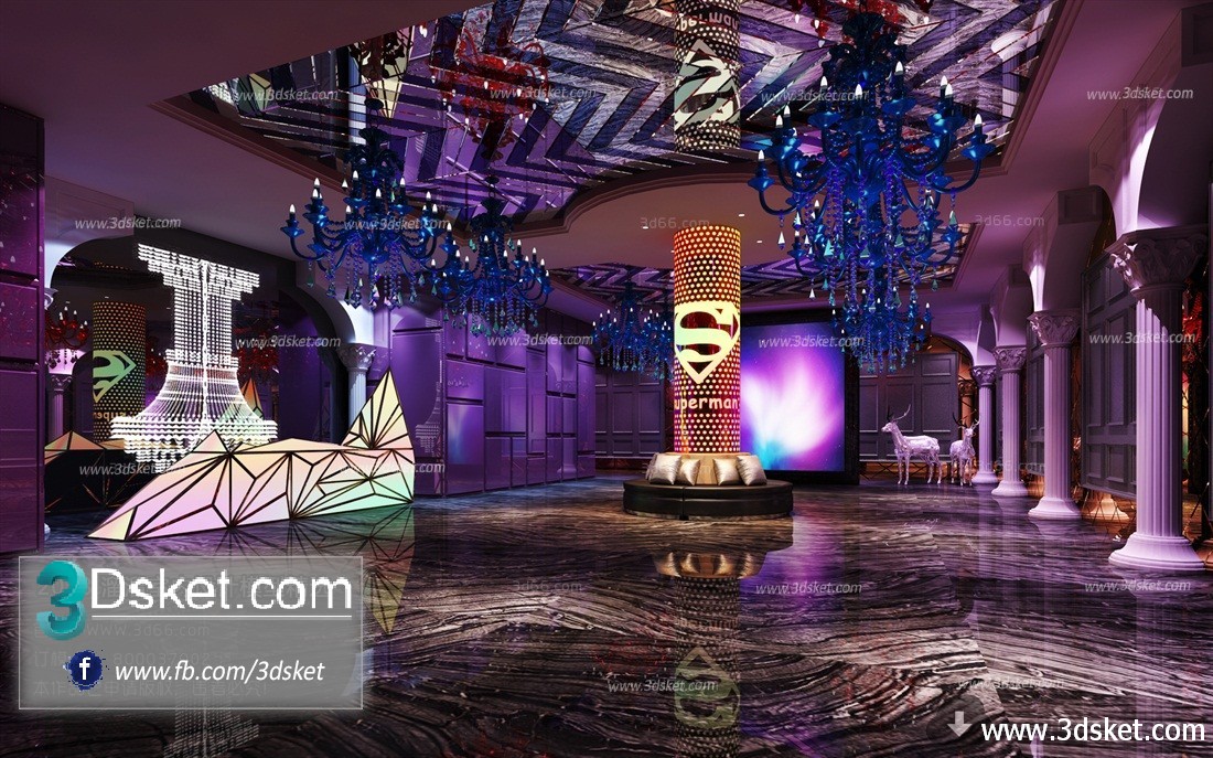 3D Interior Model Reception Space J004 Scene 3dsmax