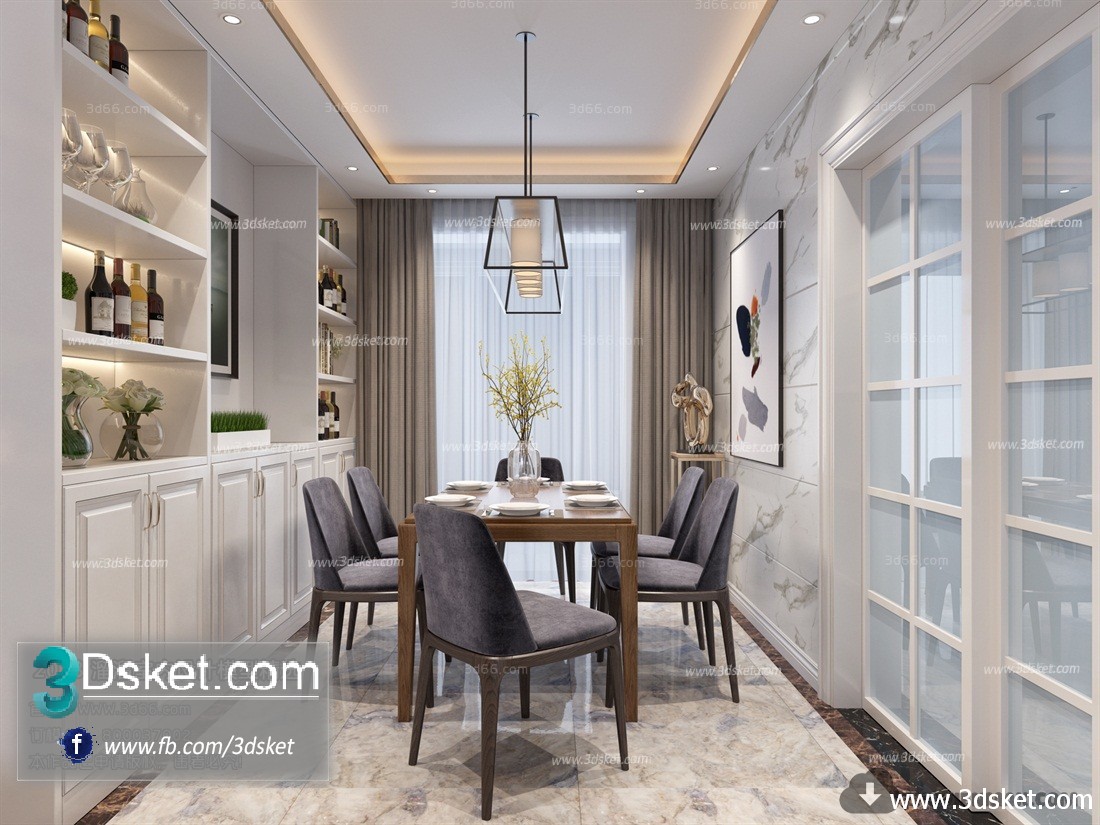 3D Interior Model Kitchen Room J004 Scene 3dsmax