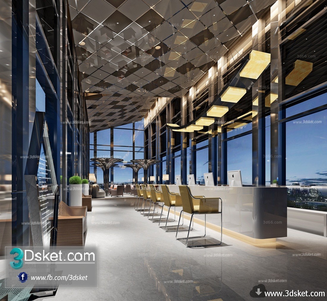 3D Interior Model Reception Space J005 Scene 3dsmax