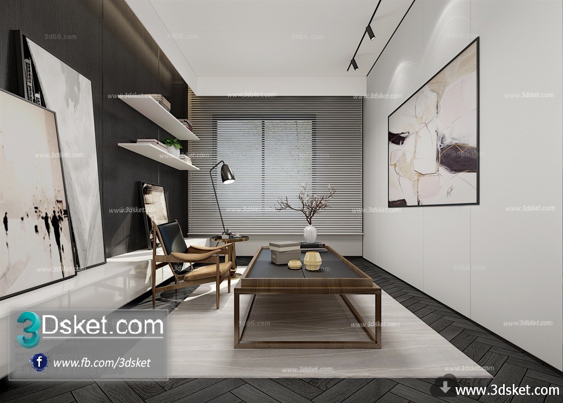 3D Interior Model Work Room J004 Scene 3dsmax