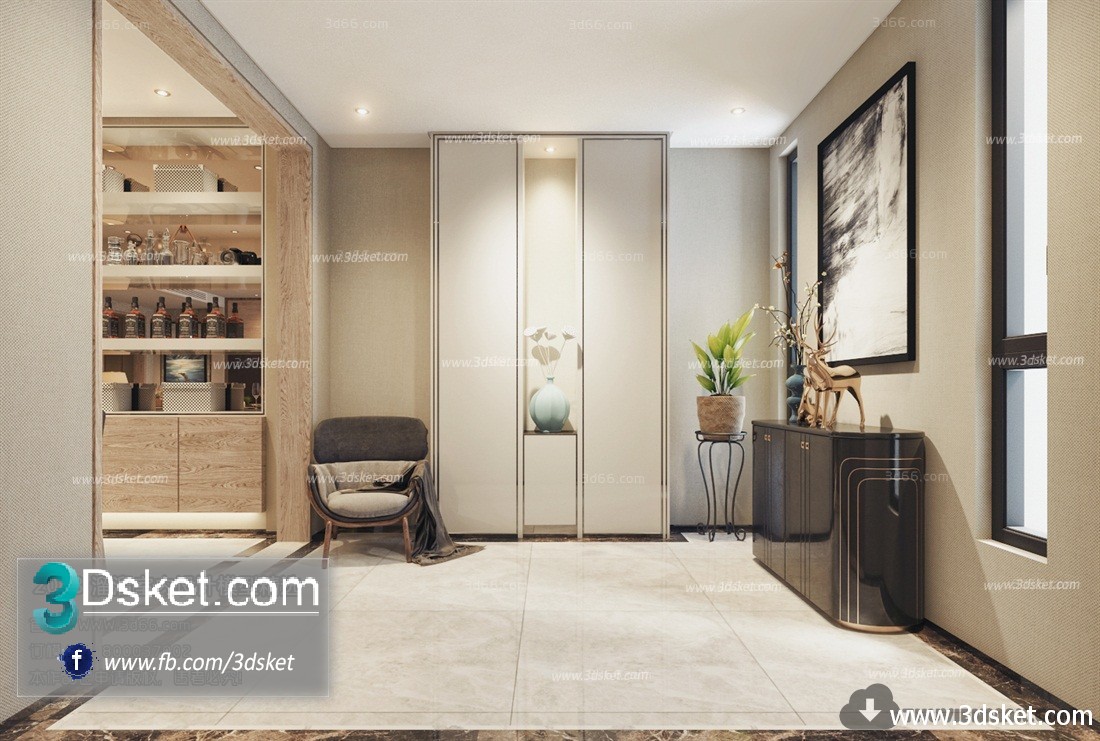 3D Interior Model Housing Space J006 Scene 3dsmax