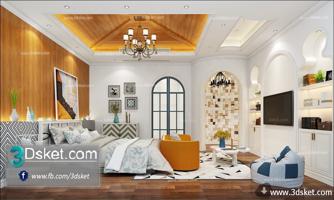 3D Interior Model BedRoom J007 Scene 3dsmax