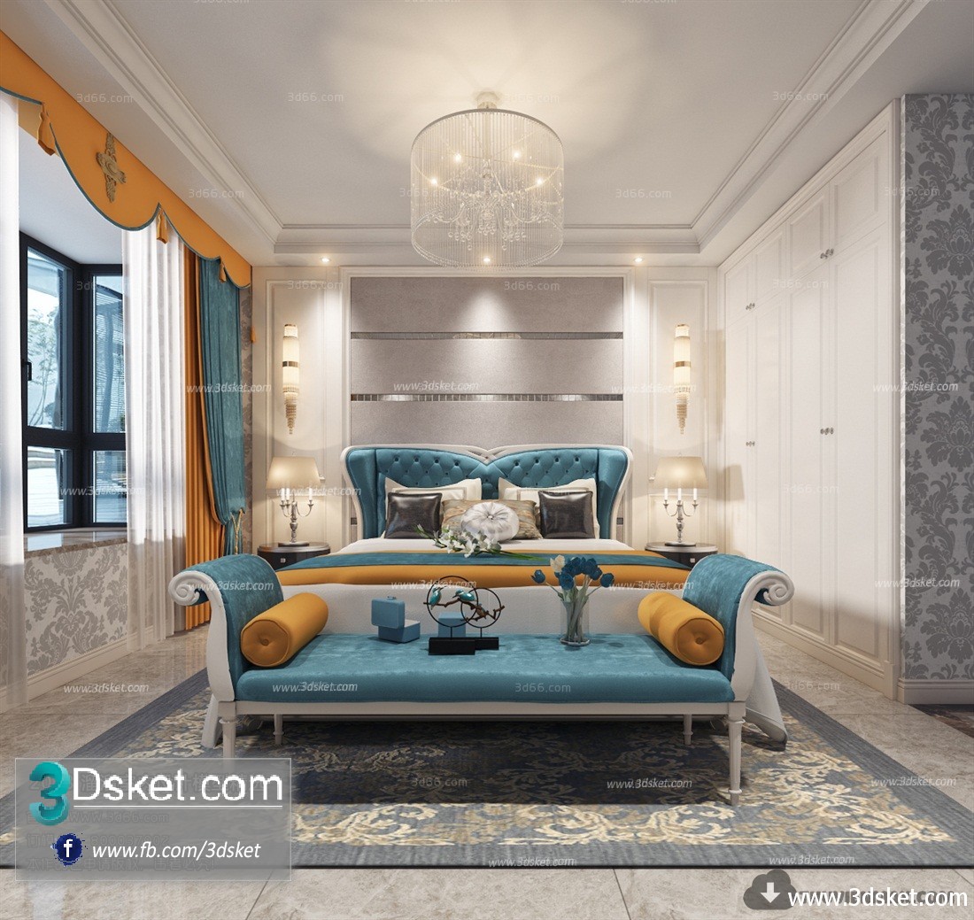 3D Interior Model BedRoom J008 Scene 3dsmax