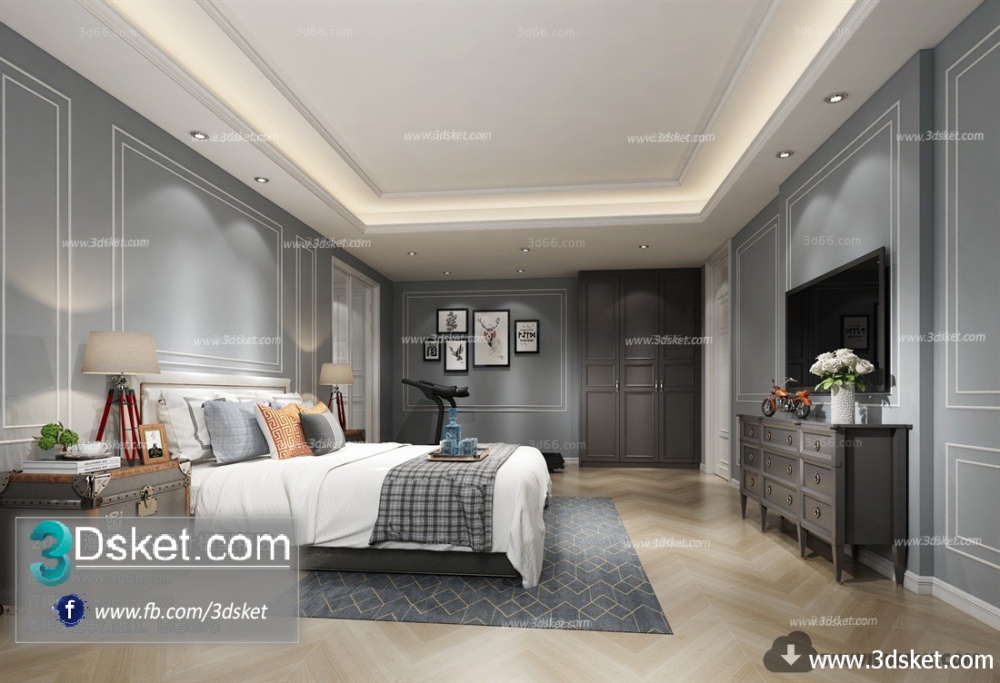 3D Interior Model BedRoom J010 Scene 3dsmax