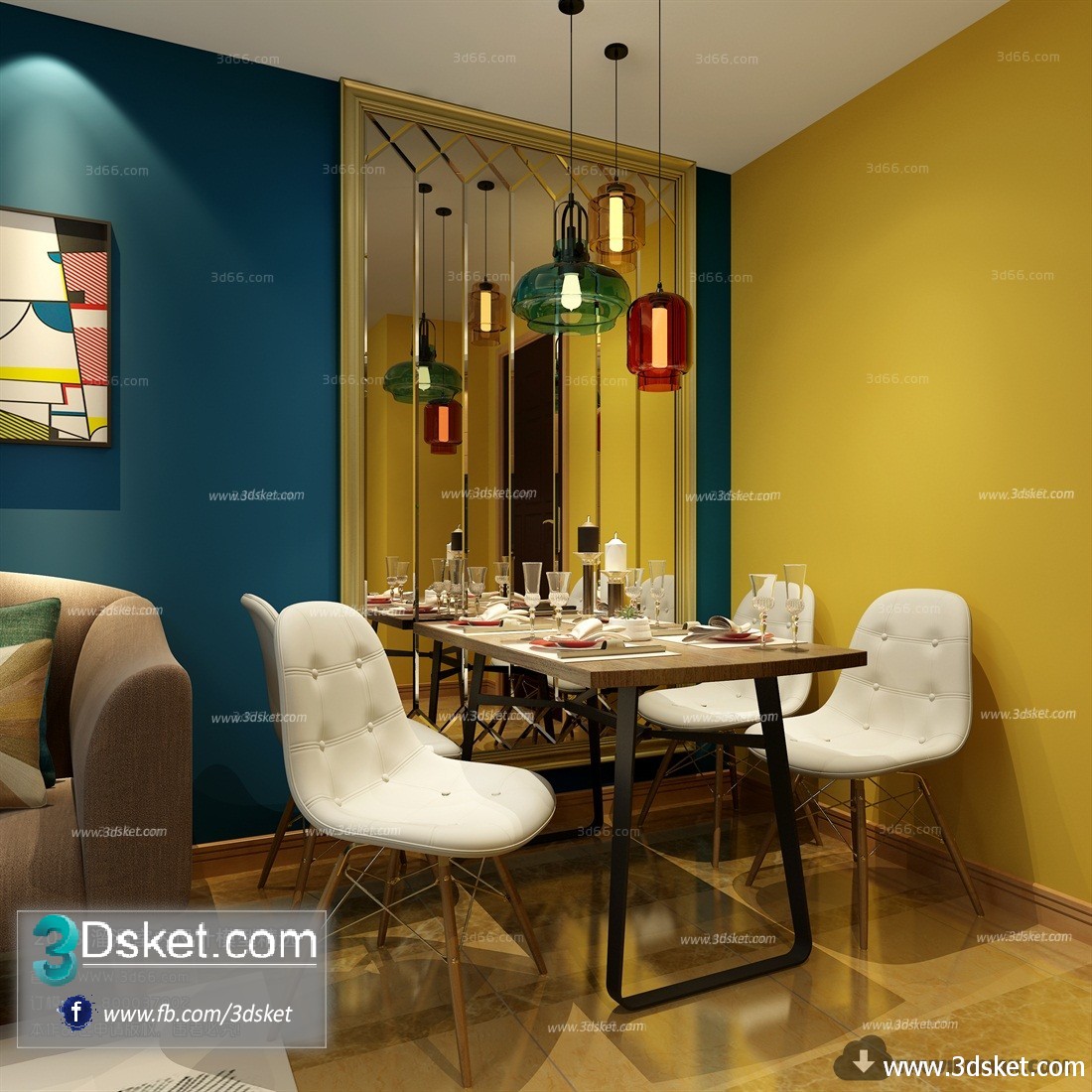 3D Interior Model Kitchen Room J011 Scene 3dsmax