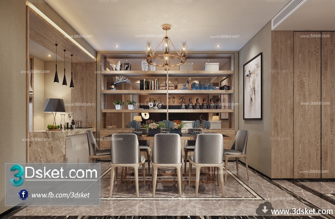 3D Interior Model Kitchen Room J012 Scene 3dsmax