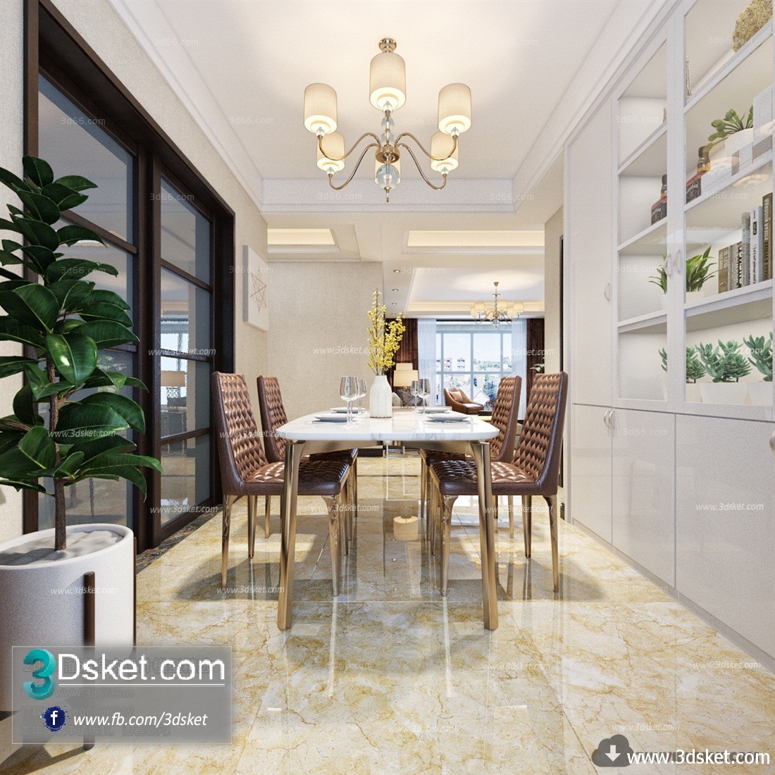 3D Interior Model Kitchen Room J013 Scene 3dsmax